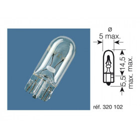 BOITE 10 AMPOULES 12V-2W / TEMOINS CULOT VERRE CULOT W2X4.6D