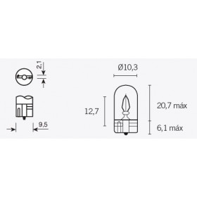 Boite de 10 ampoules V PARTS T10 12V-3W