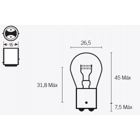 Boite de 10 ampoules V PARTS S25 12V-21/5W