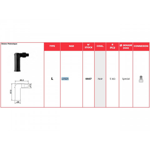 Anti-parasite NGK L05EA noir pour bougie avec olive