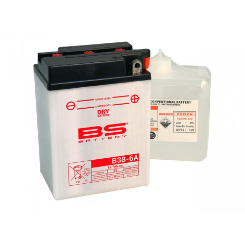 Batterie BS B38-6A conventionnelle livrée avec pack acide