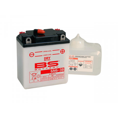 Batterie BS 6N6-3B  conventionnelle livrée avec pack acide