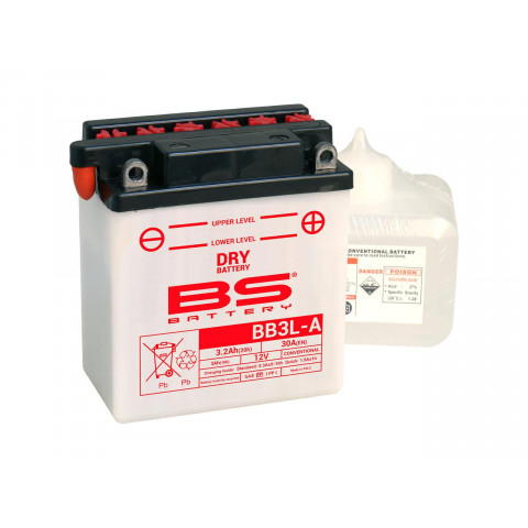 Batterie BS BB3L-A conventionnelle livrée avec pack acide