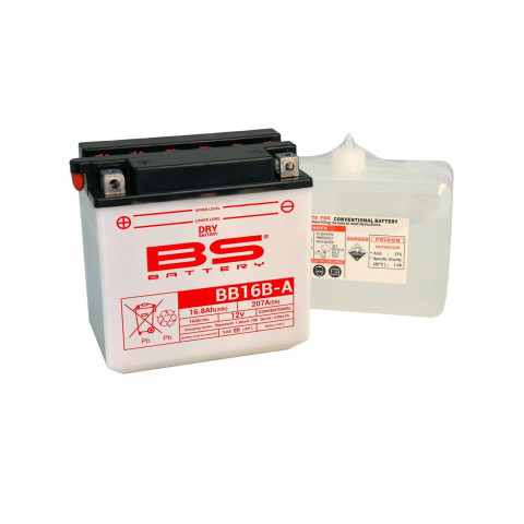 Batterie BS BB16B-A conventionnelle livrée avec pack acide
