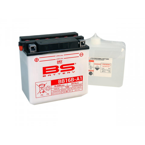 Batterie BS BB16B-A1 conventionnelle livrée avec pack acide