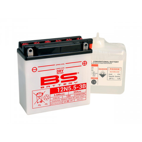 Batterie BS12N5.5-3B conventionnelle livrée avec pack acide