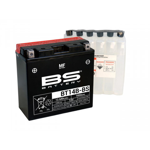 Batterie BS BT14B-BS sans entretien livrée avec pack acide