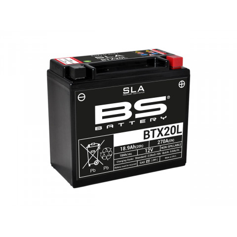 Batterie BS BTX20L-BS sans entretien livrée avec pack acide