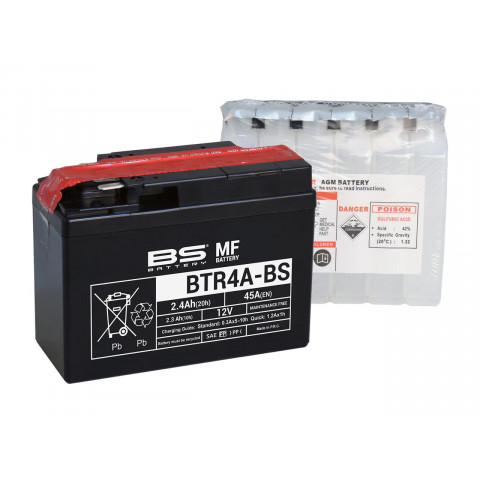 Batterie BS BTR4A-BS sans entretien livrée avec pack acide