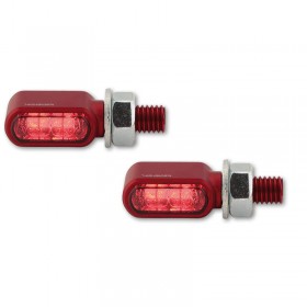Clignotants/feux de position LED CNC HIGHSIDER Little Bronx rouge, teinté, homologué E, paire