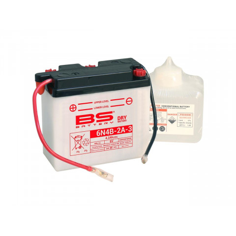 Batterie BS 6N4B-2A-3 conventionnelle livrée avec pack acide
