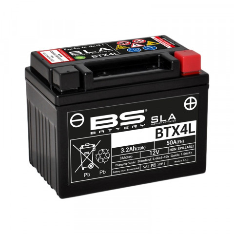 Batterie BS BTX4L SLA sans entretien activée usine