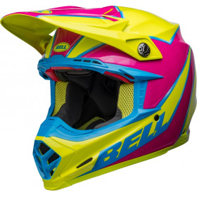 Casque BELL Moto-9s Flex Sprite - Jaune/Magenta