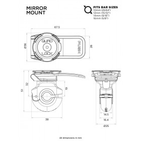 Support de smartphone QUAD LOCK fixation rétroviseur