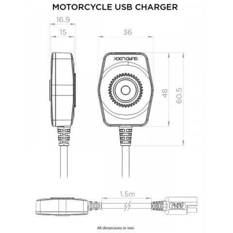 Chargeur USB QUAD LOCK moto