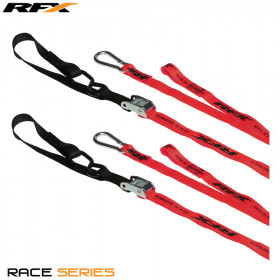 Anneaux d'arrimage RFX série 1.0 Race (Rouge/Noir) avec boucle supplémentaire et clip mousqueton