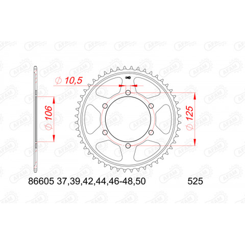 Couronne AFAM acier standard 86605 - 525