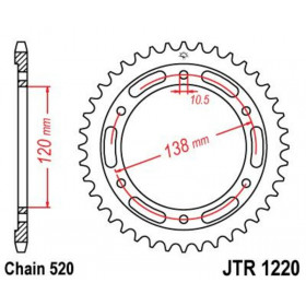 Couronne JT SPROCKETS acier standard 1220 - 520