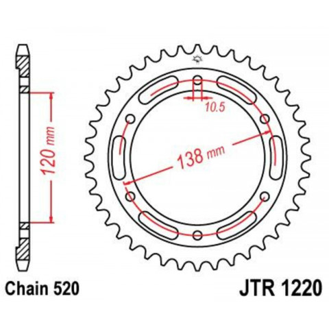 Couronne JT SPROCKETS acier standard 1220 - 520