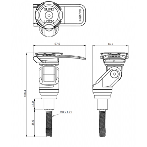 Support à tige filetée moto QUAD LOCK