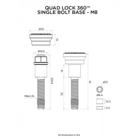 Base à tige filetée QUAD LOCK 360 - M8