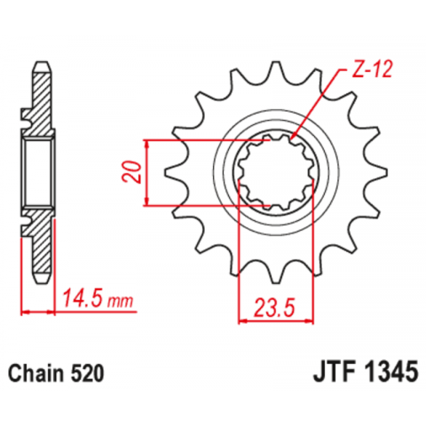 Pignon JT SPROCKETS acier anti-bruit 1345 - 525