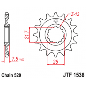 Pignon JT SPROCKETS acier anti-bruit 1536 - 520