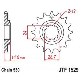 Pignon JT SPROCKETS acier anti-bruit 1529 - 525