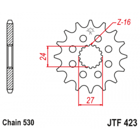 Pignon JT SPROCKETS acier anti-bruit 423 - 530