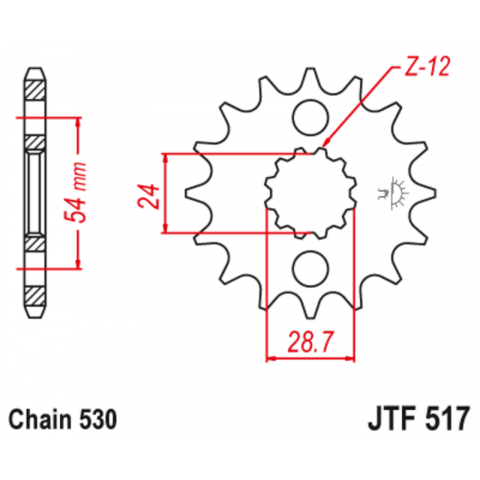 Pignon JT SPROCKETS acier anti-bruit 517 - 530