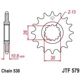 Pignon JT SPROCKETS acier anti-bruit 579 - 530