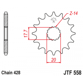 Pignon JT SPROCKETS acier anti-bruit 558 - 428