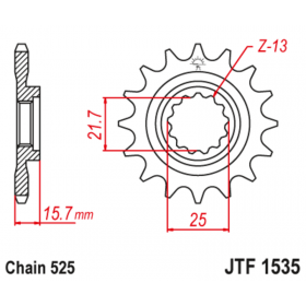 Pignon JT SPROCKETS acier anti-bruit 1535 - 525