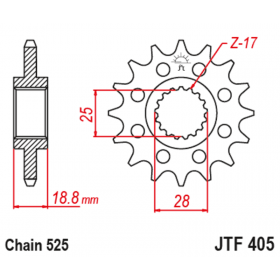 Pignon JT SPROCKETS acier anti-bruit 405 - 525