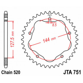 Couronne JT SPROCKETS acier standard 751 - 520