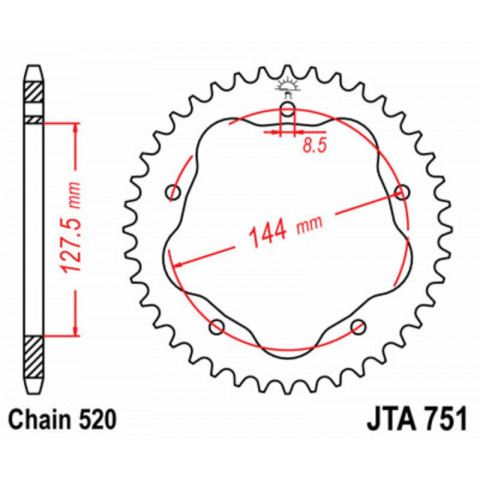 Couronne JT SPROCKETS acier standard 751 - 520