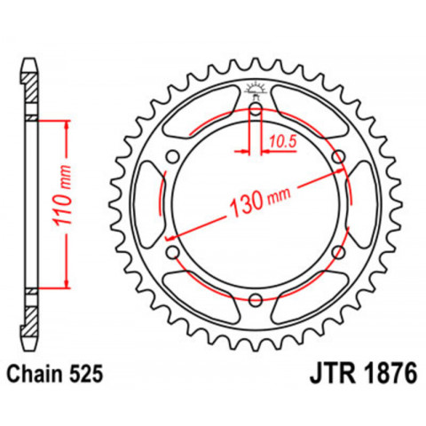 Couronne JT SPROCKETS acier standard 1876 - 525