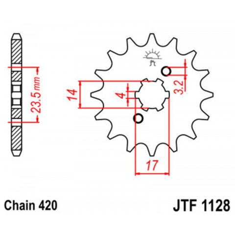 Kit chaîne JT/JT 420HDR 11/59 - Couronne arrière standard Type 1133