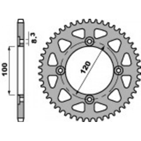 Kit chaîne DID/PBR 420D 11/51 (Ratio OEM) renforcé - Couronne arrière en aluminium ultra-léger 4423
