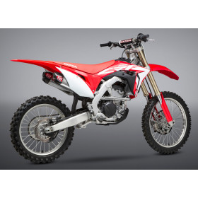 Ligne complète YOSHIMURA RS-9E inox/silencieux double inox/casquette carbone Honda CRF250R 