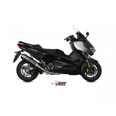 Ligne complète MIVV Speed Edge inox silencieux acier noir/casquette carbone Yamaha T-Max 530