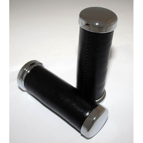 SHIN YO Handlebar Grips Chrome/leather