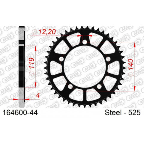 Kit chaîne AFAM 525XHR3 17/45 standard - couronne standard