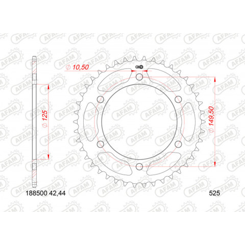 Couronne AFAM 46 dents acier pas 525 type 188500