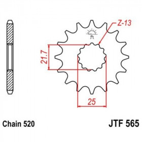 Pignon JT SPROCKETS acier anti-bruit 565 - 520