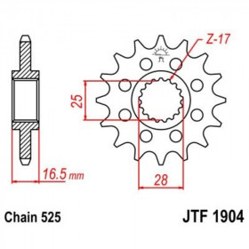 Pignon JT SPROCKETS acier anti-bruit 1904 - 525