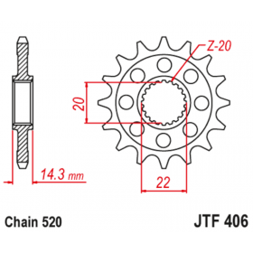 Pignon JT SPROCKETS acier anti-bruit 406 - 520