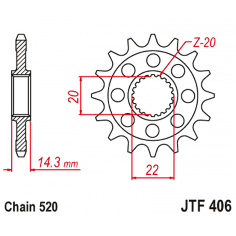 Pignon JT SPROCKETS acier anti-bruit 406 - 520