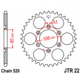 Couronne JT SPROCKETS acier standard 22 - 520