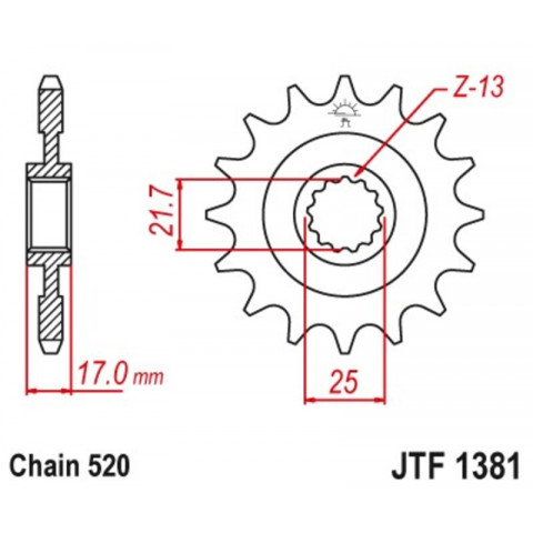 Pignon JT SPROCKETS acier anti-bruit 1381- 520